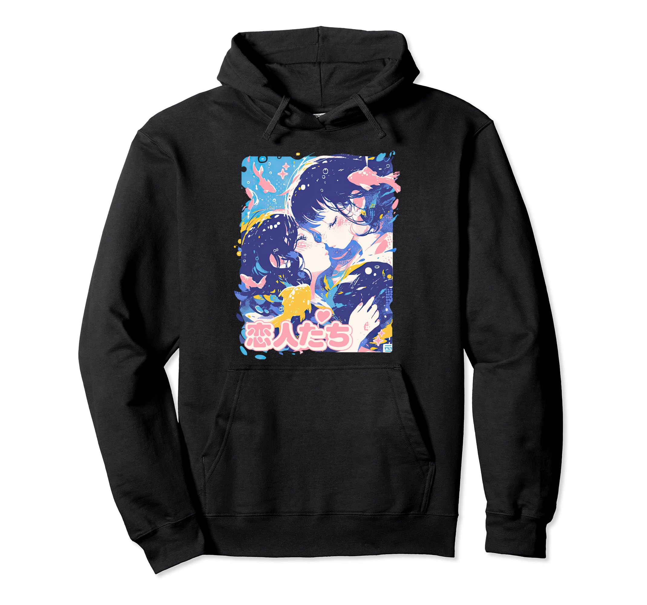 Anime Couple Y2K Aesthetic Pastel Hoodie - Minimalist Print for Adults - T-Shirt, Sweatshirt, Hoodie