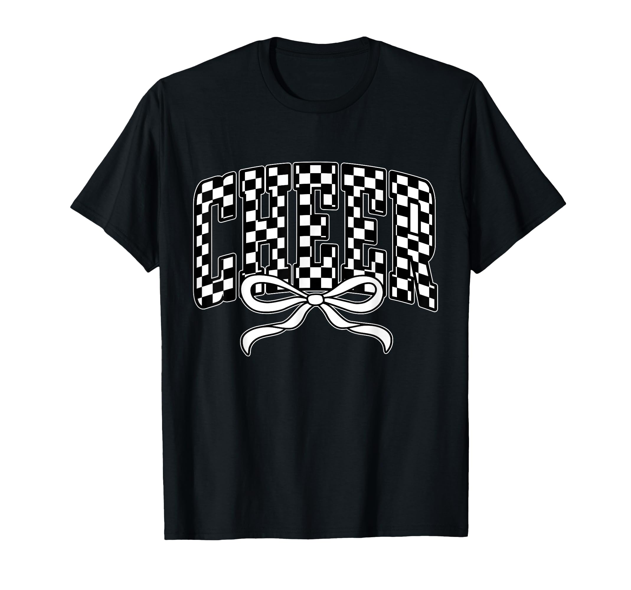 Checkered Cheer Coquette Bow Cheer T-Shirt - Aesthetic Graphic for Adults - T-Shirt, Sweatshirt, Hoodie