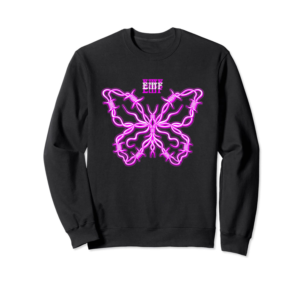 Barbwire Butterfly Retrowave Sweatshirt - Streetwear Style Men Women - T-Shirt, Sweatshirt, Hoodie