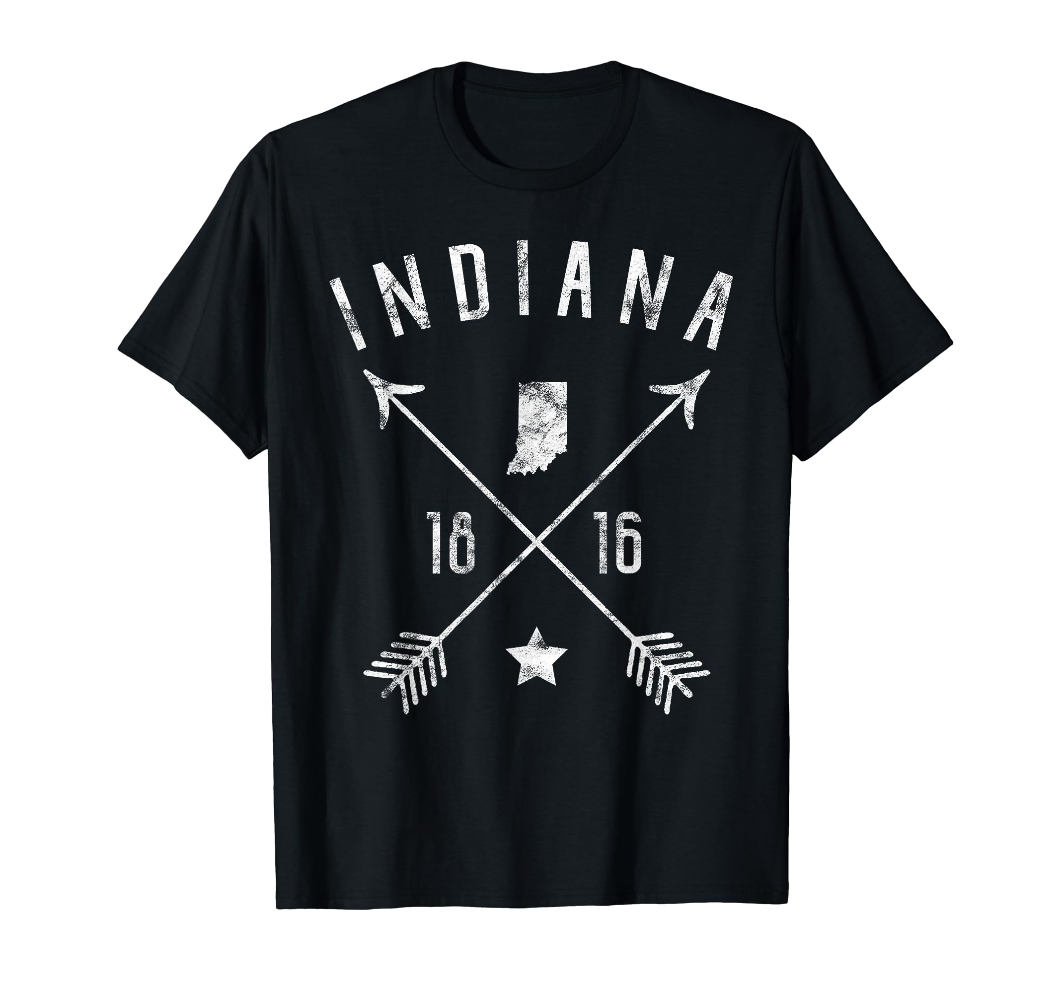 Indiana Home State Map Distressed T-Shirt - Casual Everyday Wear Unisex - T-Shirt, Sweatshirt, Hoodie