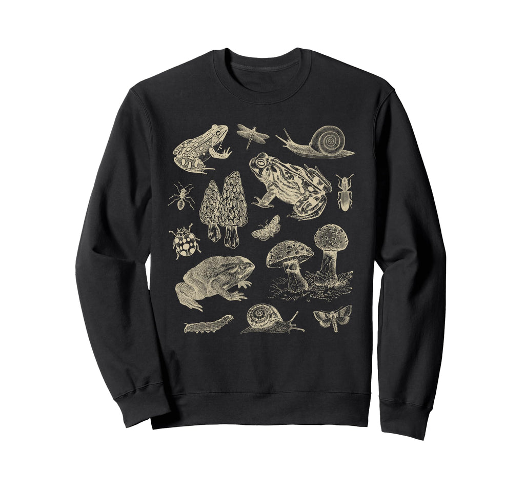 Frog Mushroom 90S Dark Academia Sweatshirt - Aesthetic Graphic Unisex - T-Shirt, Sweatshirt, Hoodie