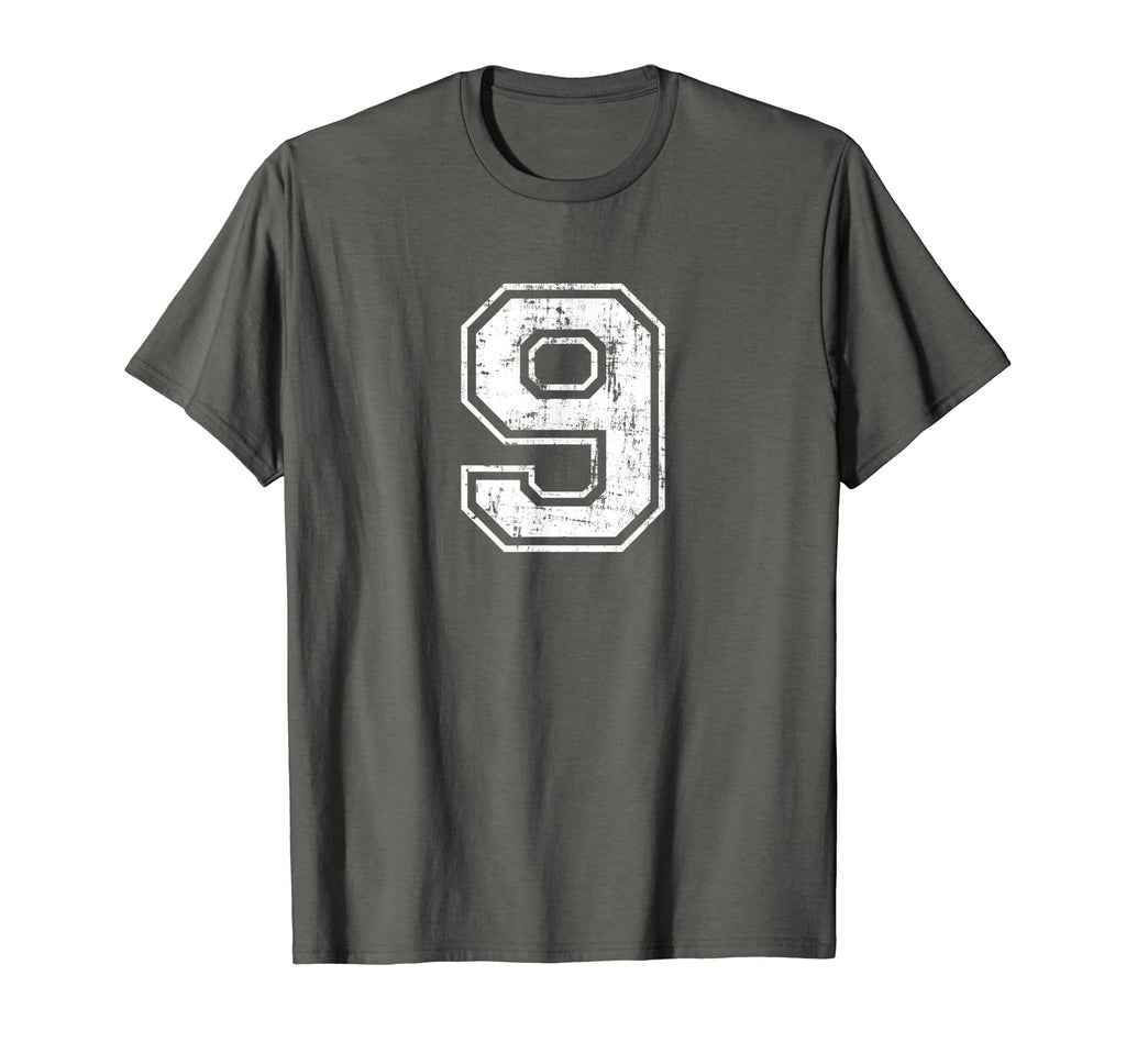 Number 9 Nine Varsity Distressed T-Shirt - Custom Art Print Men Women - T-Shirt, Sweatshirt, Hoodie