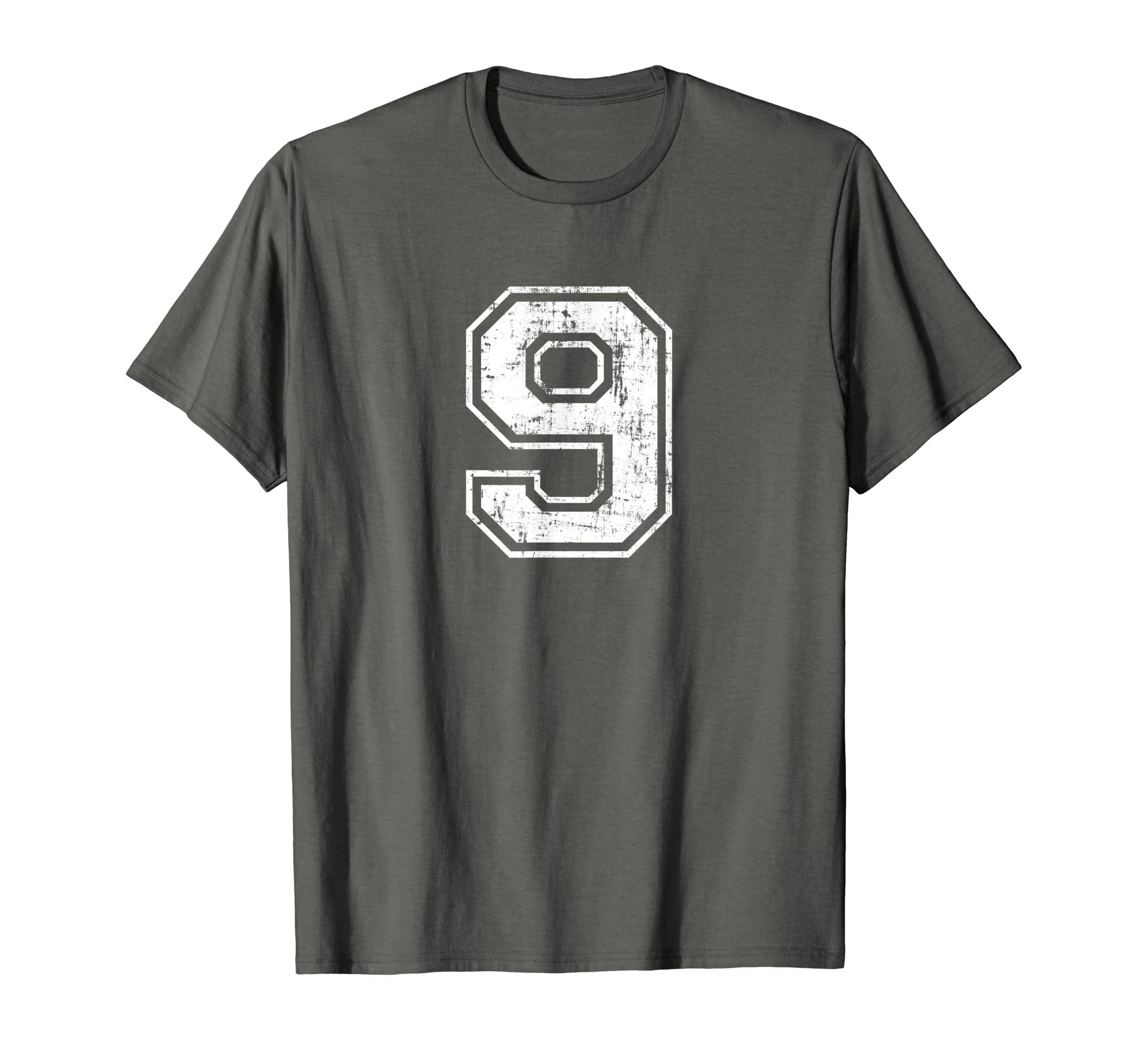Number 9 Nine Varsity Distressed T-Shirt - Custom Art Print Men Women - T-Shirt, Sweatshirt, Hoodie
