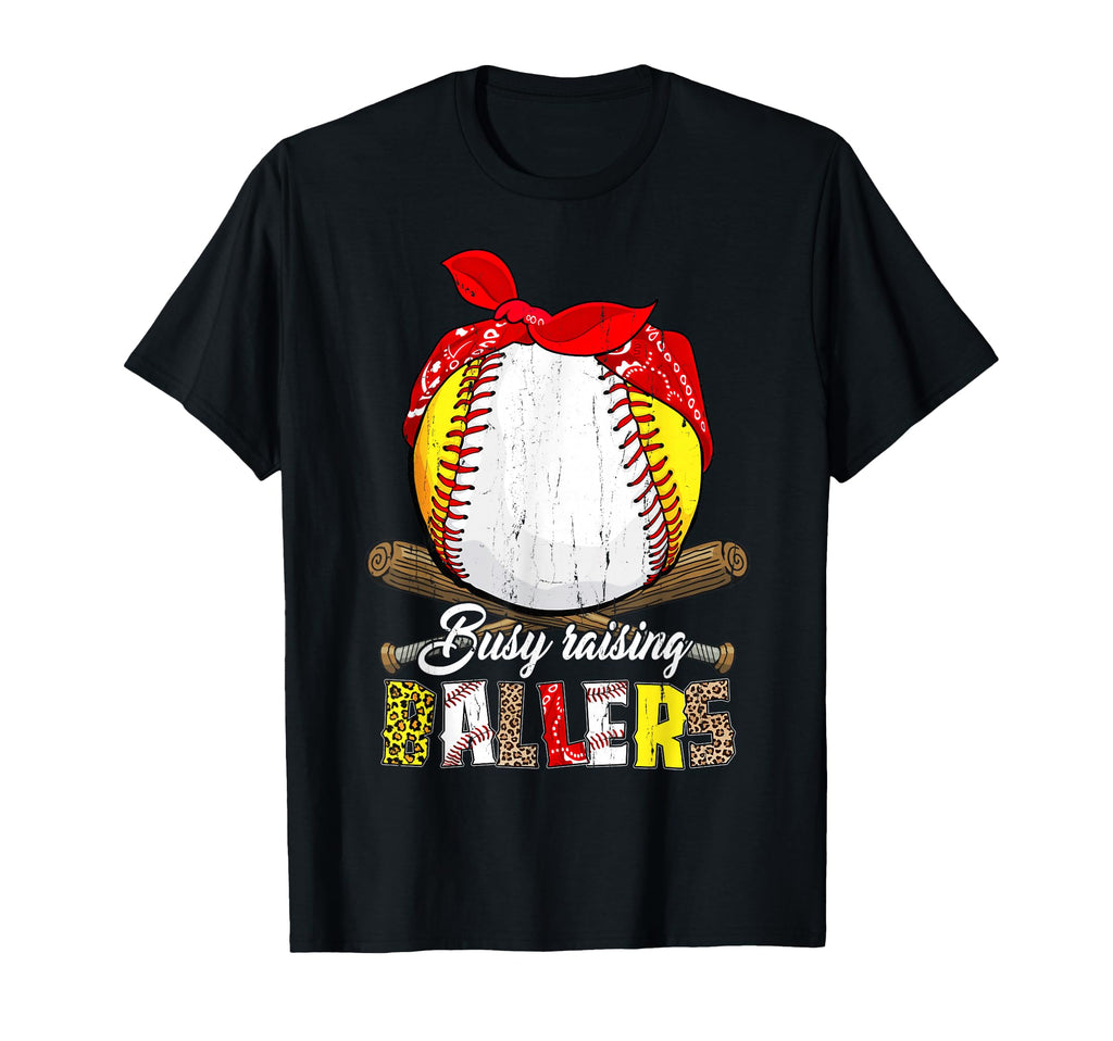 Busy Raising Ballers Softball Baseball Mom T-Shirt - Trendy Graphic Unisex - T-Shirt, Sweatshirt, Hoodie
