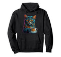 Vaporwave Aesthetic Coffee Cats Art And Hoodie - Unique Graphic Men Women - T-Shirt, Sweatshirt, Hoodie