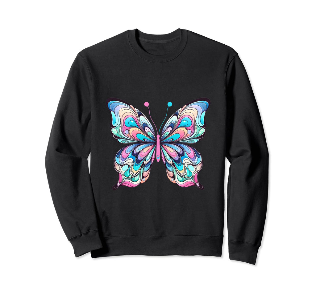 Psychedelic Butterfly Pastel Color Sweatshirt - Trendy Graphic Unisex - T-Shirt, Sweatshirt, Hoodie