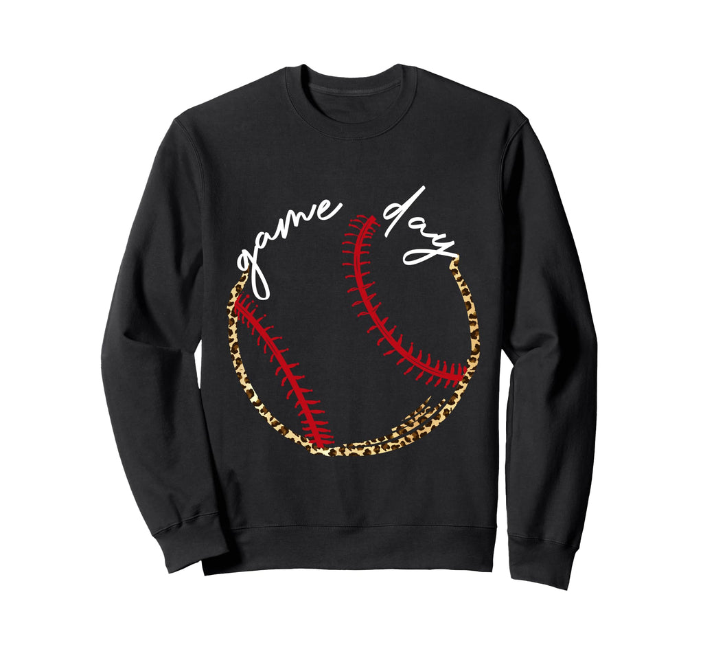 Game Day Baseball Leopard Baseball Sweatshirt - Minimalist Print Men Women - T-Shirt, Sweatshirt, Hoodie