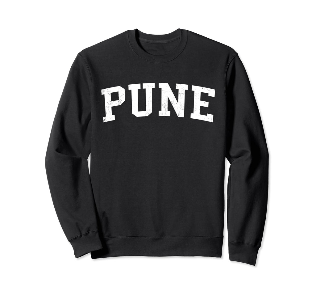 Pune India Distressed White Varsity Sweatshirt - Unique Graphic Men Women - T-Shirt, Sweatshirt, Hoodie