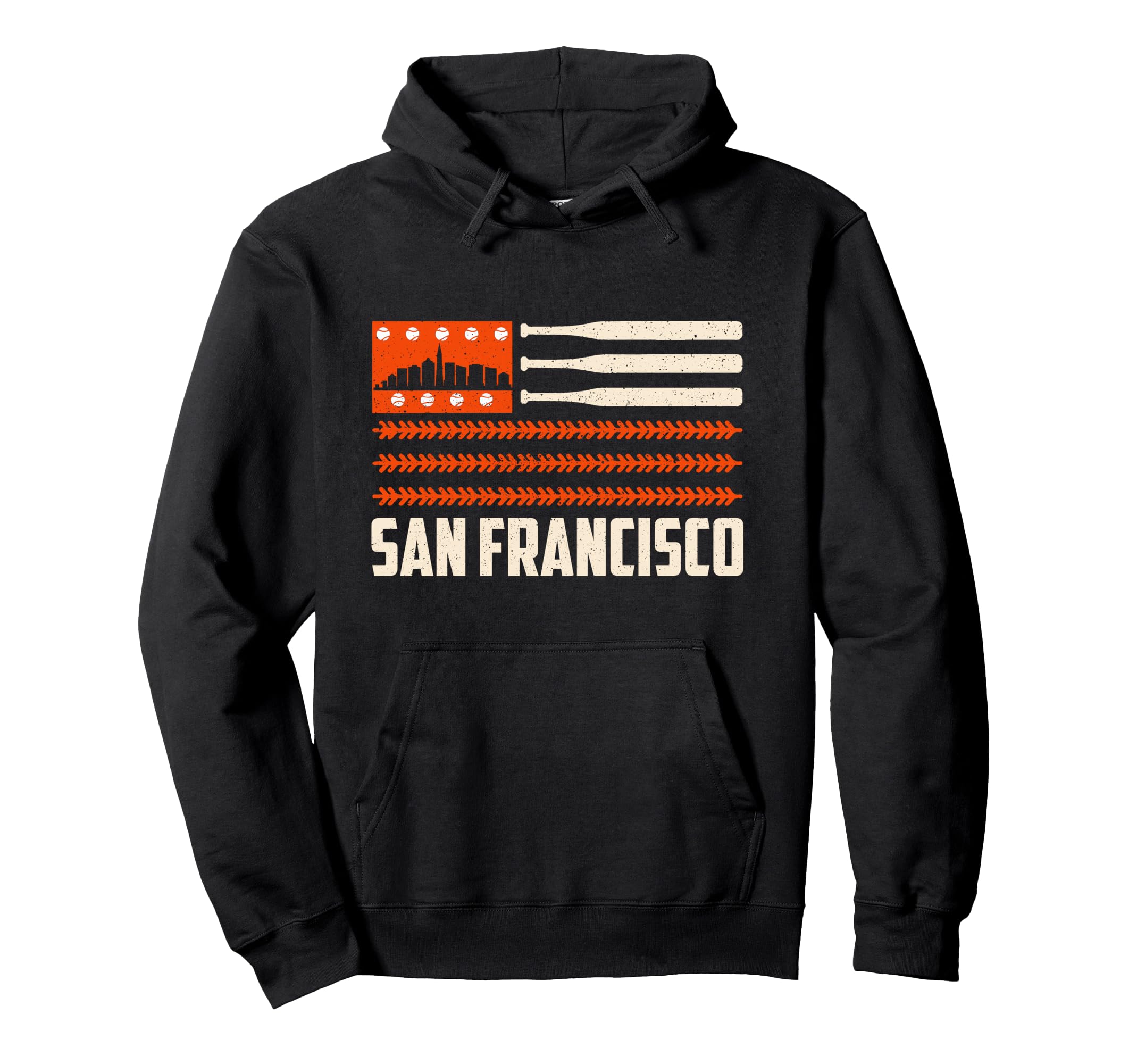 San Francisco Baseball Flag Patriotic Hoodie - Graphic Print Unisex - T-Shirt, Sweatshirt, Hoodie
