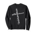 Distressed Gray Cross Grunge Sweatshirt - Fun Novelty Design Unisex - T-Shirt, Sweatshirt, Hoodie