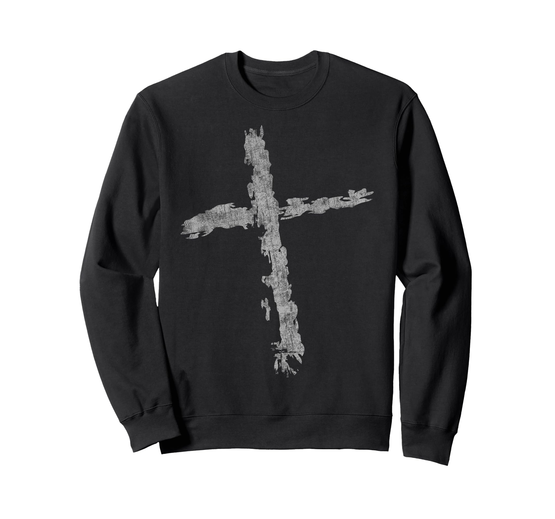 Distressed Gray Cross Grunge Sweatshirt - Fun Novelty Design Unisex - T-Shirt, Sweatshirt, Hoodie