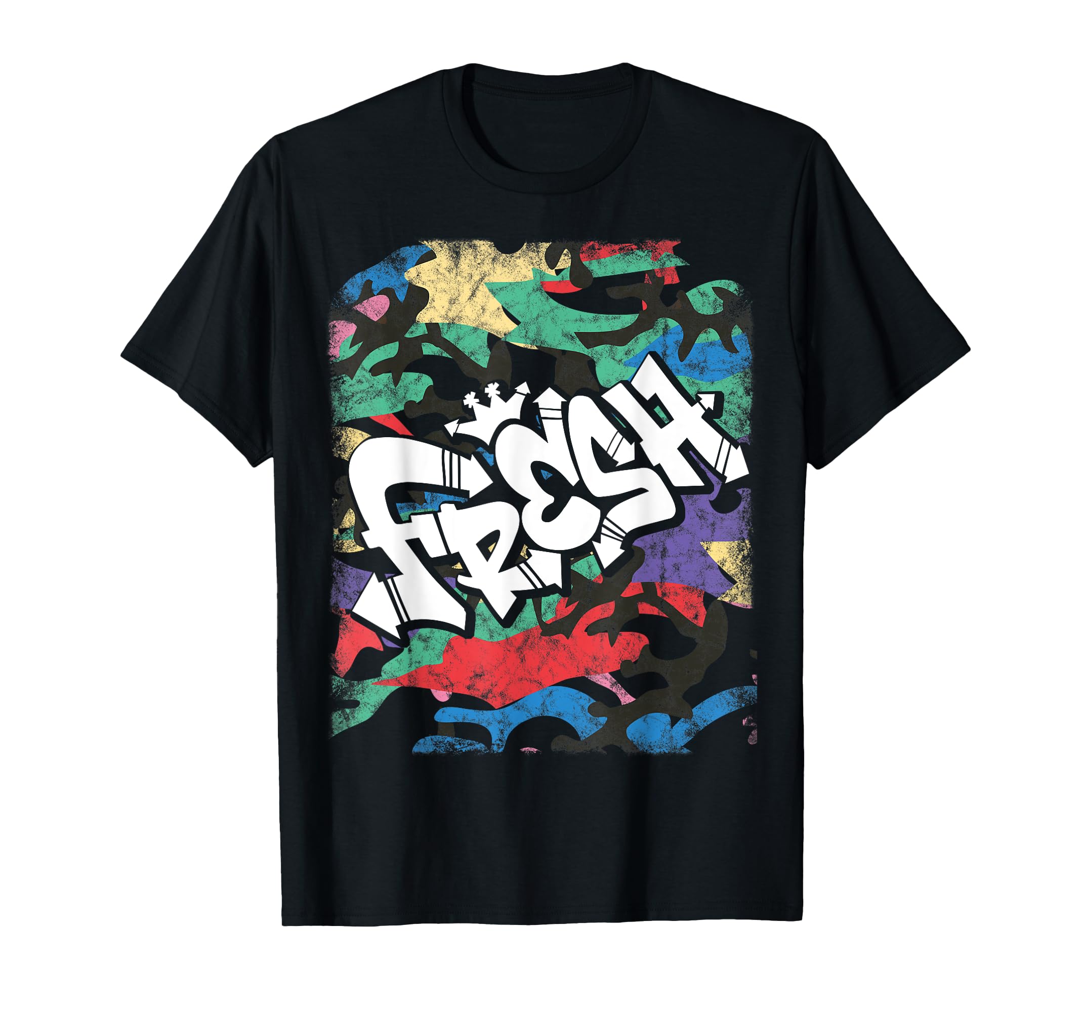 Fresh Hip Hop 80S 90S Old School Camo T-Shirt - Trendy Graphic Men Women - T-Shirt, Sweatshirt, Hoodie
