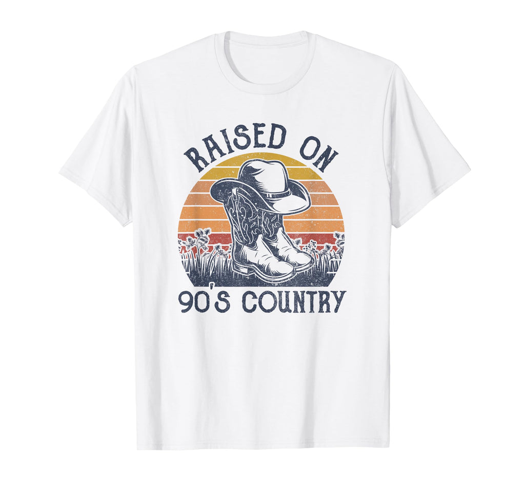 Raised 90S Country Cowboy Hat Western T-Shirt - Streetwear Style Unisex - T-Shirt, Sweatshirt, Hoodie