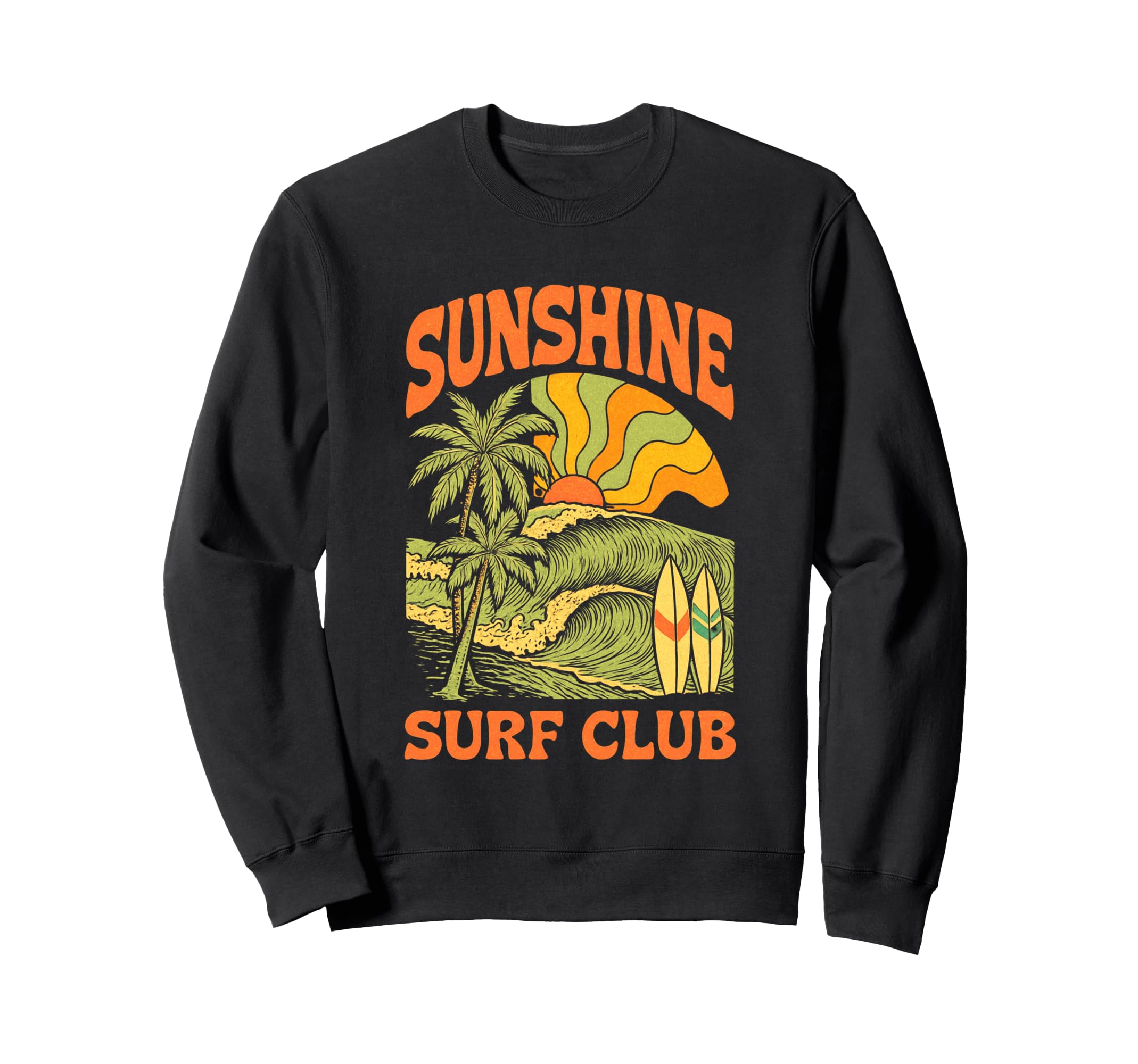 Sunshine Surf Club Wave Sunset Sweatshirt - Casual Everyday Wear Men Women - T-Shirt, Sweatshirt, Hoodie