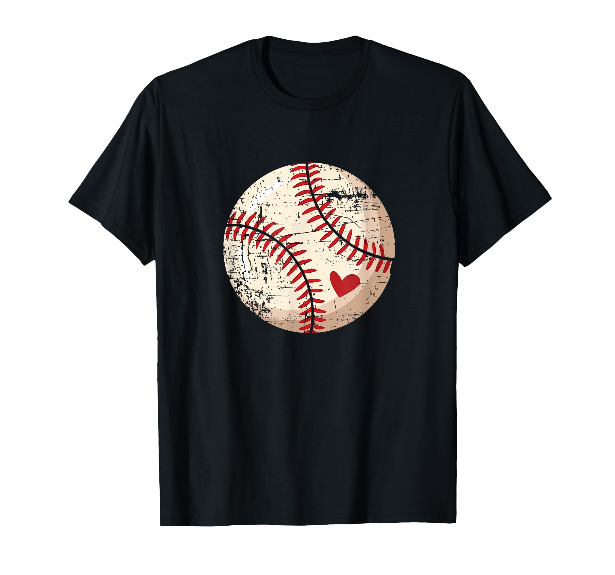 Distressed Baseball Heart Trendy T-Shirt - Custom Art Print for Adults - T-Shirt, Sweatshirt, Hoodie