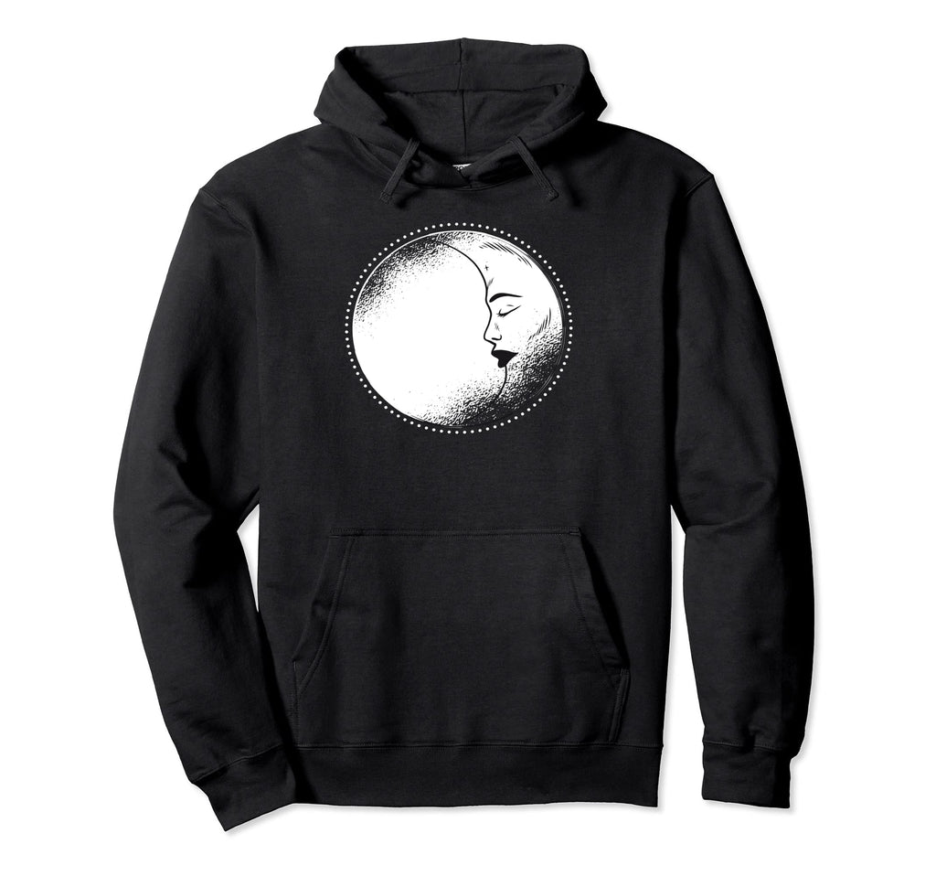 Magical Moon Face Rose Pastel Goth Hoodie - Custom Art Print Men Women - T-Shirt, Sweatshirt, Hoodie