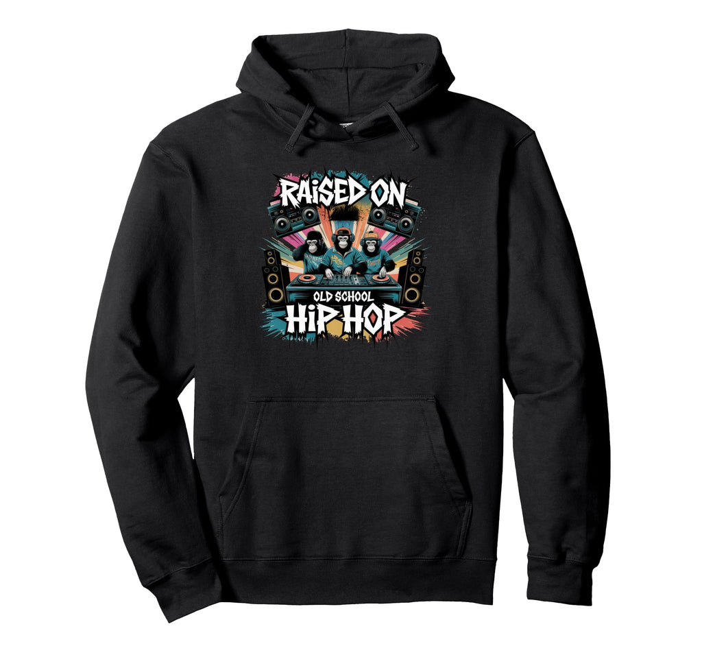 Raised Old School Graffiti Rap Hip Hop Hoodie - Graphic Print for Adults - T-Shirt, Sweatshirt, Hoodie