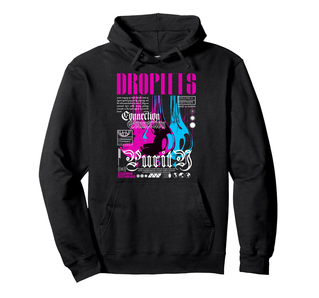 Y2K Droplets Bold Urban Graffiti Hoodie - Custom Art Print for Adults - T-Shirt, Sweatshirt, Hoodie