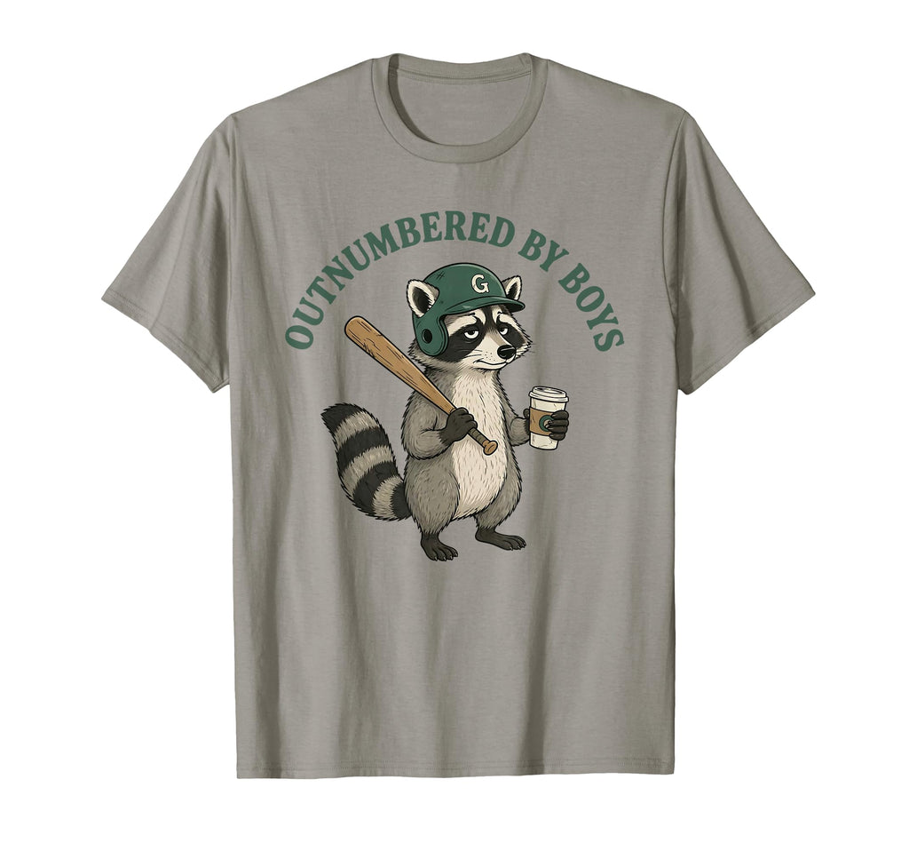 Outnumbered Funny Raccoon Baseball Mom T-Shirt - Novelty Apparel Unisex - T-Shirt, Sweatshirt, Hoodie