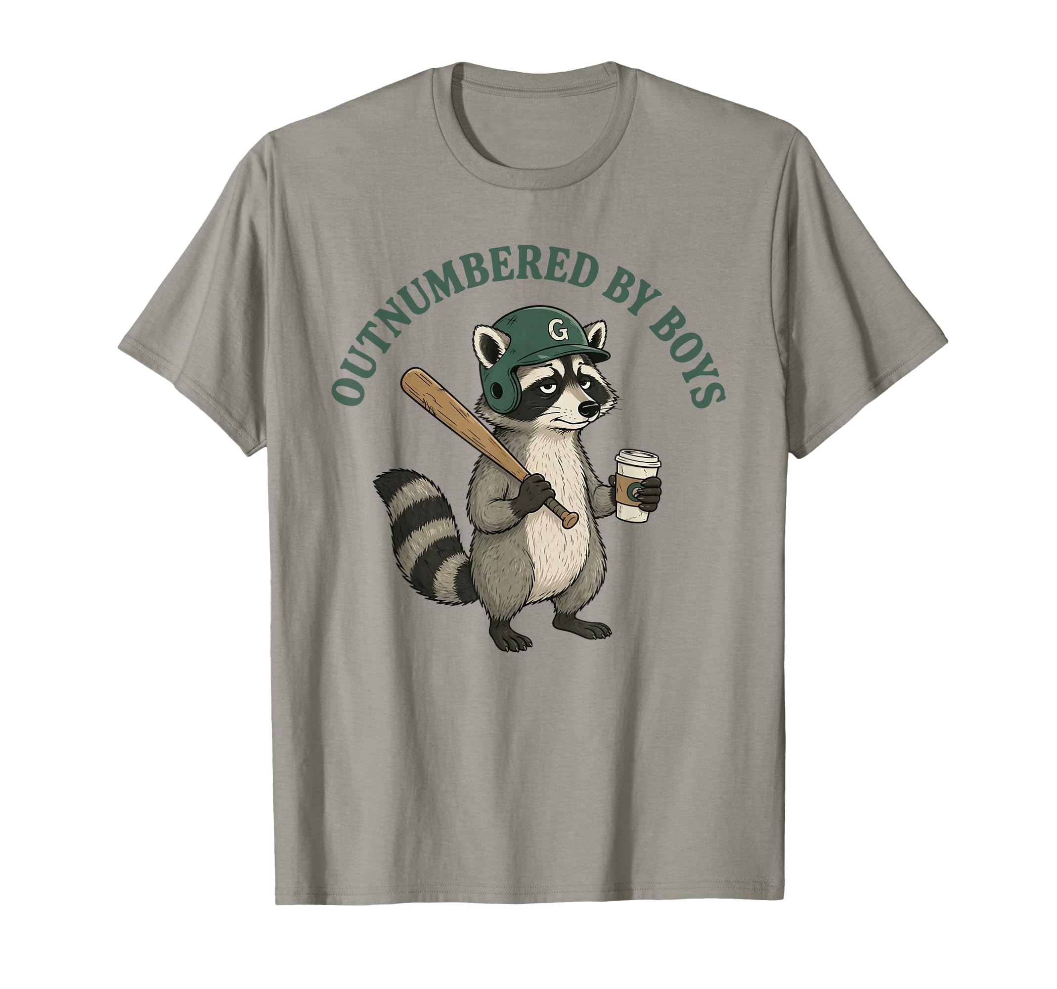 Outnumbered Funny Raccoon Baseball Mom T-Shirt - Novelty Apparel Unisex - T-Shirt, Sweatshirt, Hoodie