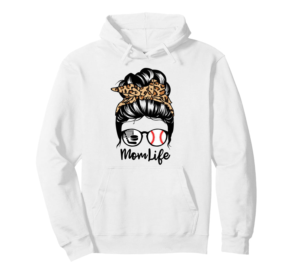 Mom Life Messy Bun Hair Funny Baseball Hoodie - Aesthetic Graphic Unisex - T-Shirt, Sweatshirt, Hoodie