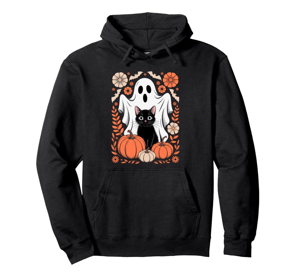 Boho Halloween Cat Ghost Spooky Mama Hoodie - Minimalist Print Unisex - T-Shirt, Sweatshirt, Hoodie