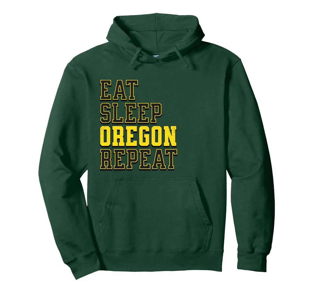 Eat Sleep Oregon Repeat Varsity Hoodie - Aesthetic Graphic Men Women - T-Shirt, Sweatshirt, Hoodie