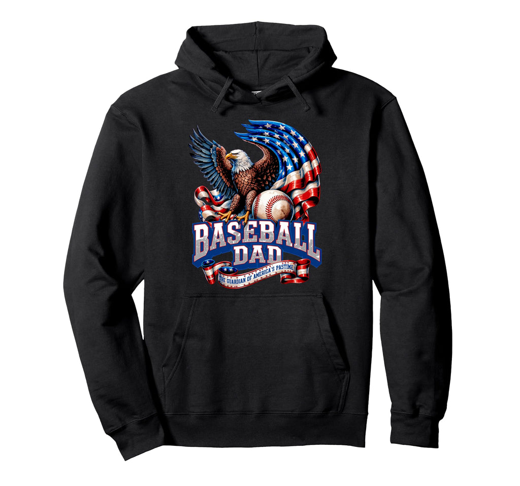 Baseball Fathers Day Usa Patriotic Hoodie - Custom Art Print Men Women - T-Shirt, Sweatshirt, Hoodie