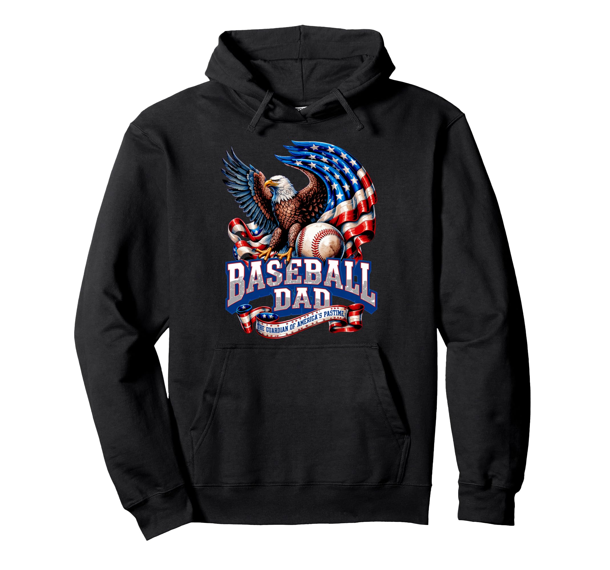 Baseball Fathers Day Usa Patriotic Hoodie - Custom Art Print Men Women - T-Shirt, Sweatshirt, Hoodie