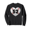 Baseball Number 52 Distressed Heart Sweatshirt - Aesthetic Graphic Unisex - T-Shirt, Sweatshirt, Hoodie