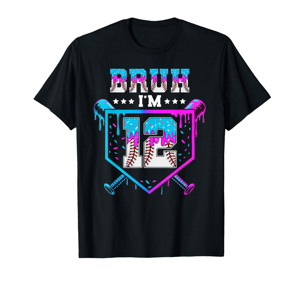 Bruh 12Th Birthday Baseball Ice Cream T-Shirt - Novelty Apparel Men Women - T-Shirt, Sweatshirt, Hoodie