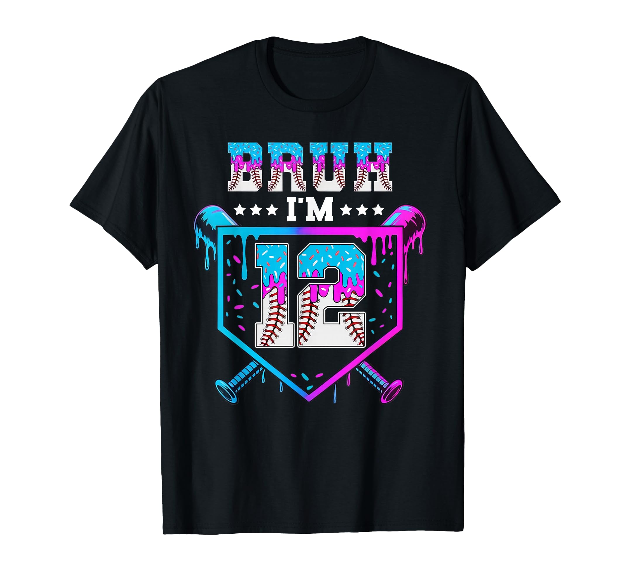 Bruh 12Th Birthday Baseball Ice Cream T-Shirt - Novelty Apparel Men Women - T-Shirt, Sweatshirt, Hoodie