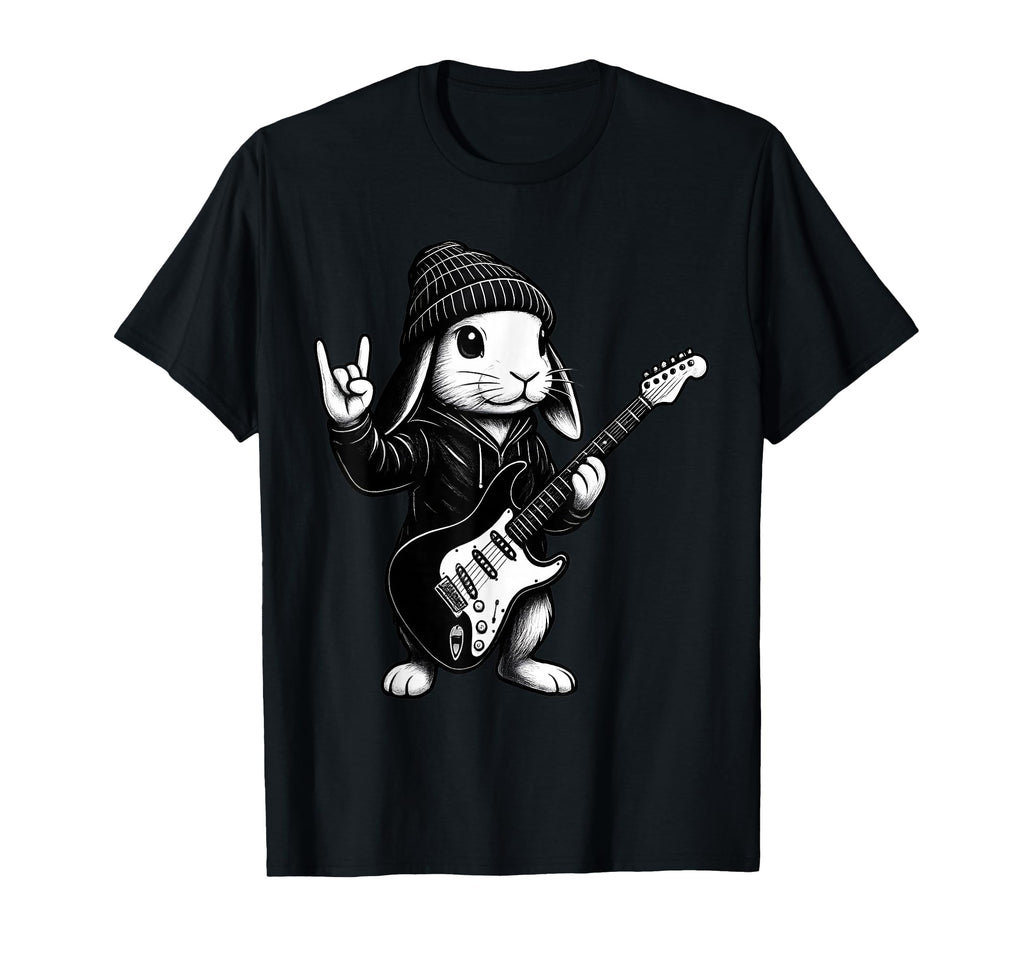 Easter Bunny Rabbit Rock Guitar Music T-Shirt - Fun Novelty Design Unisex - T-Shirt, Sweatshirt, Hoodie