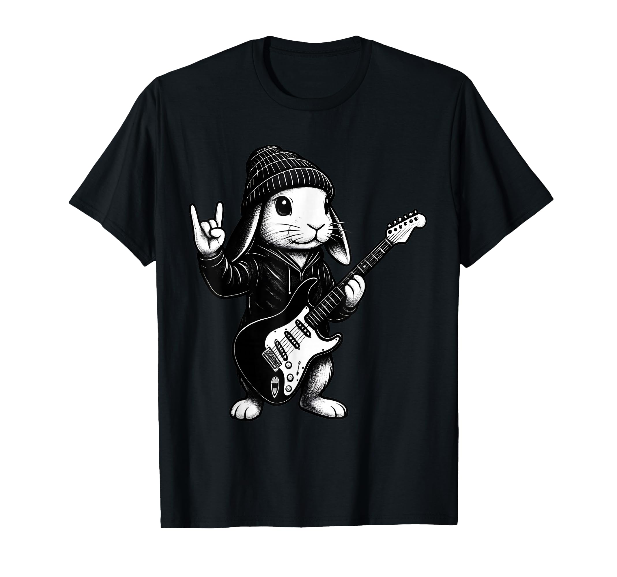 Easter Bunny Rabbit Rock Guitar Music T-Shirt - Fun Novelty Design Unisex - T-Shirt, Sweatshirt, Hoodie