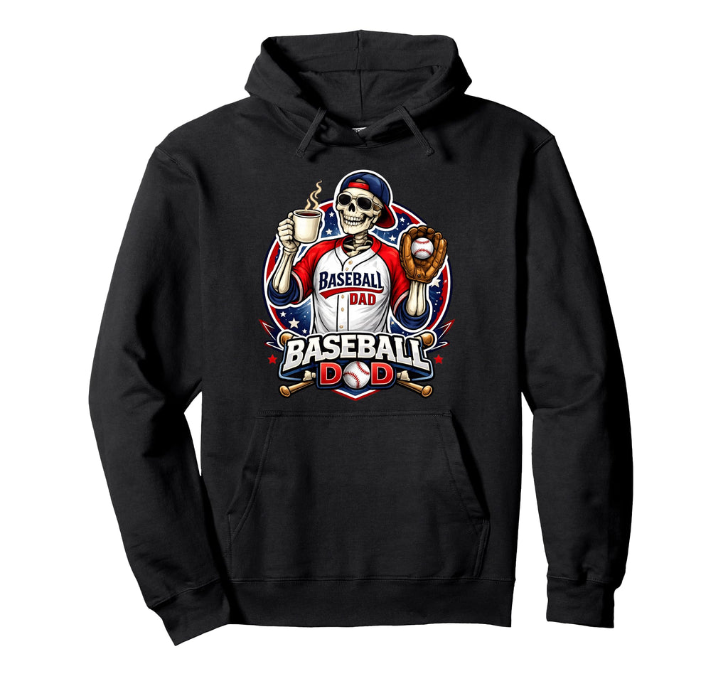 Baseball Dad Funny Game Day Coffee Lover Hoodie - Unique Graphic Men Women - T-Shirt, Sweatshirt, Hoodie