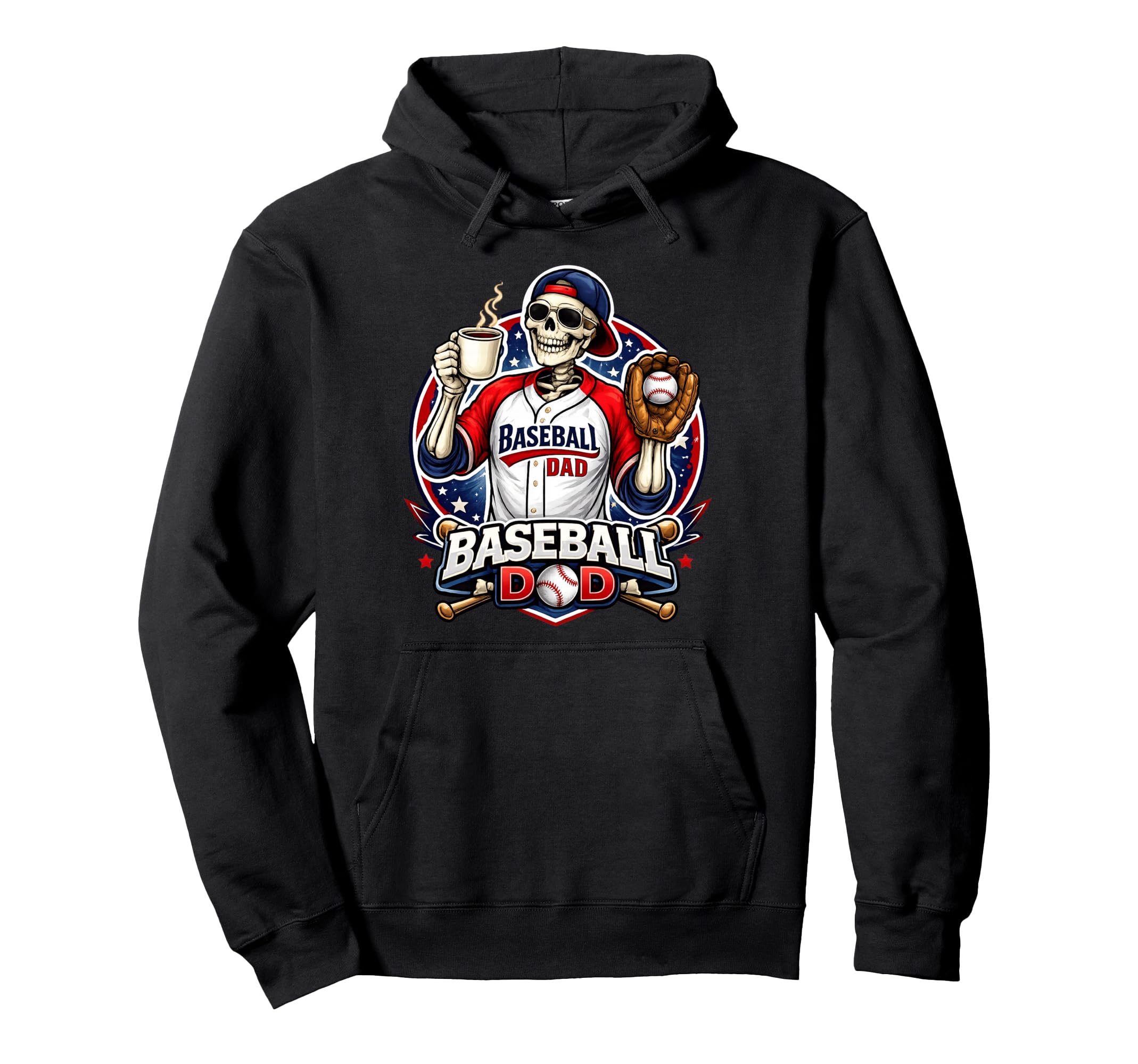 Baseball Dad Funny Game Day Coffee Lover Hoodie - Unique Graphic Men Women - T-Shirt, Sweatshirt, Hoodie