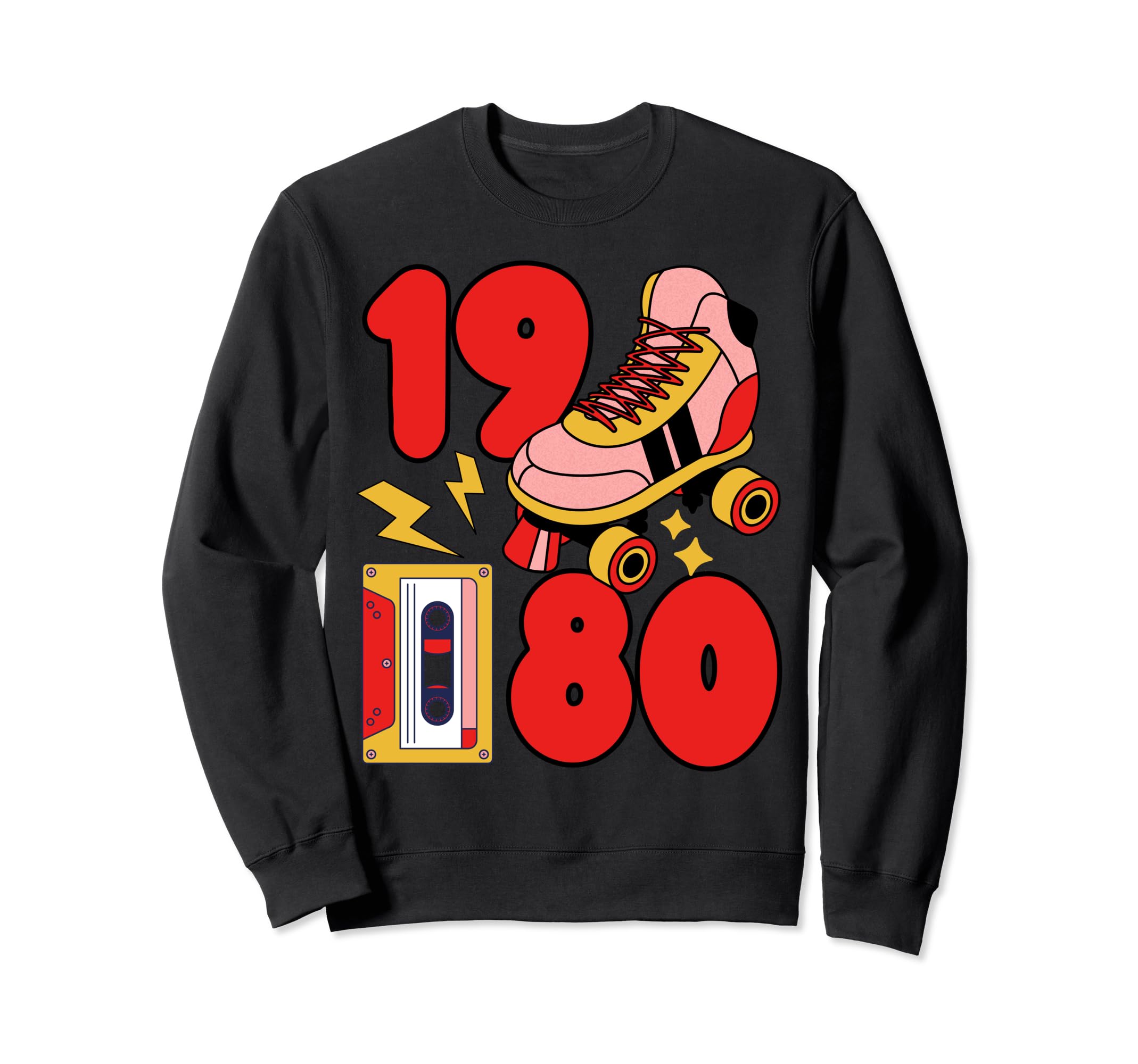 80S Vibes Mixed Tapes Roller Skates Sweatshirt - Unique Graphic for Adults - T-Shirt, Sweatshirt, Hoodie