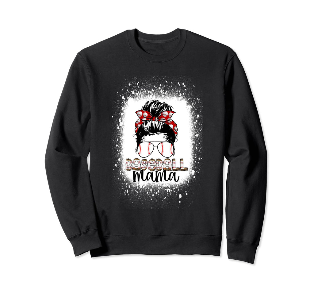 Baseball Mama Messy Bun Sweatshirt - Casual Everyday Wear Unisex - T-Shirt, Sweatshirt, Hoodie