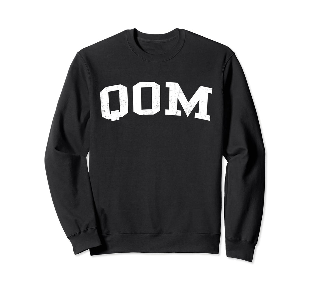 Qom Iran Distressed White Varsity Sweatshirt - Graphic Print Unisex - T-Shirt, Sweatshirt, Hoodie