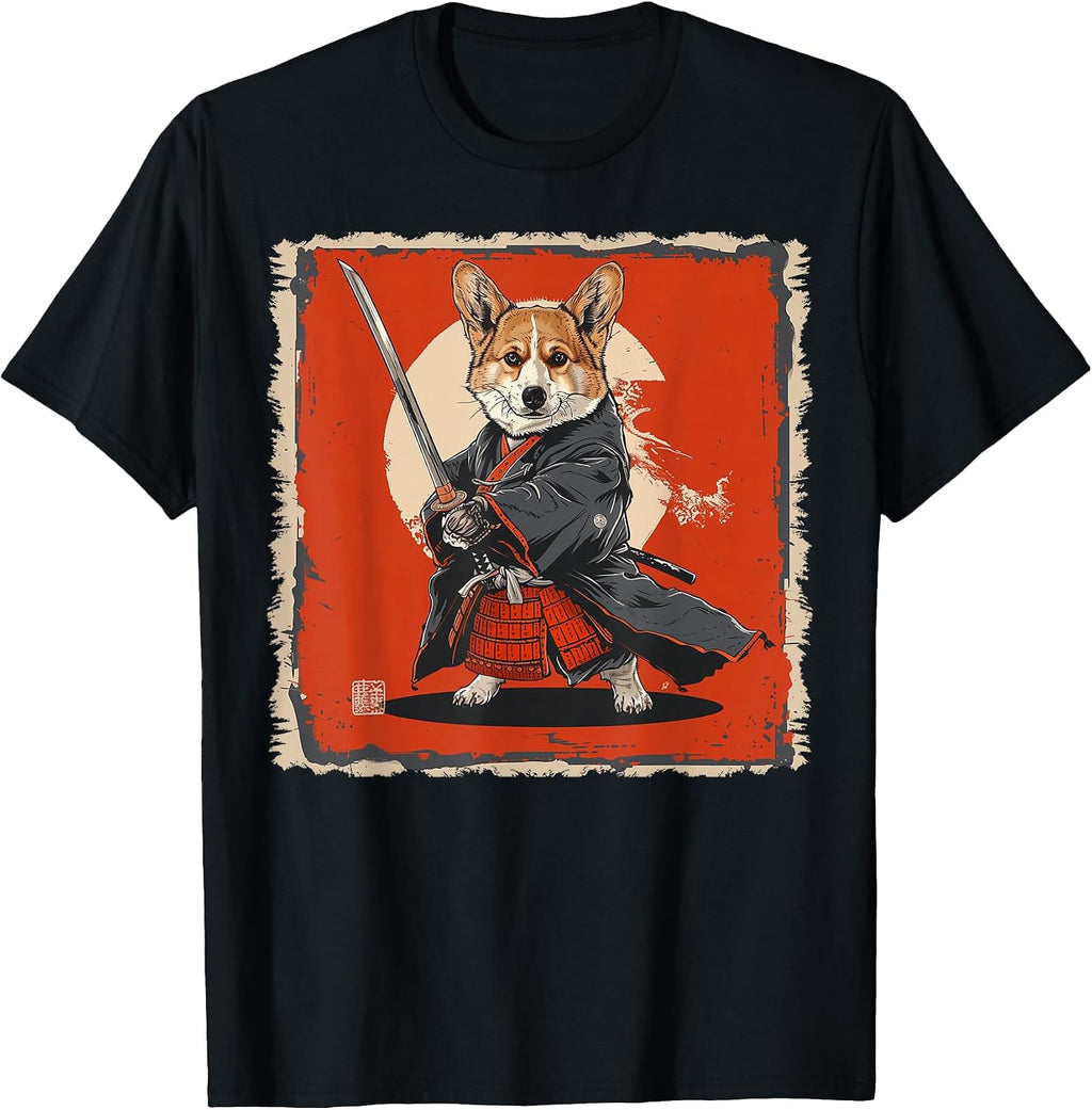 Pembroke Corgi Dog Japanese Samurai Ukiyo-e Gifts - Adult & Kids T-Shirts, Sweatshirts & Hoodies apparel design preview 1