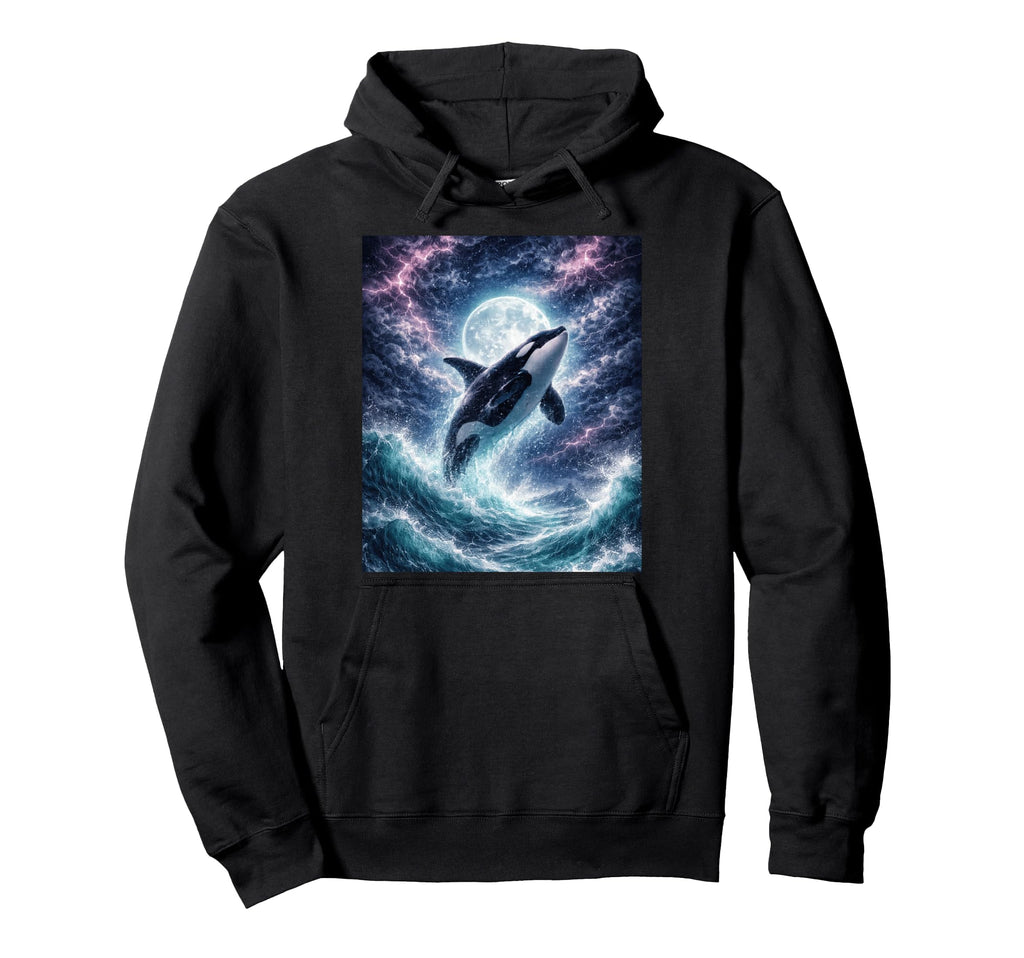 Orca Midnight Lightning 90S Ocean Art Hoodie - Custom Art Print Unisex - T-Shirt, Sweatshirt, Hoodie