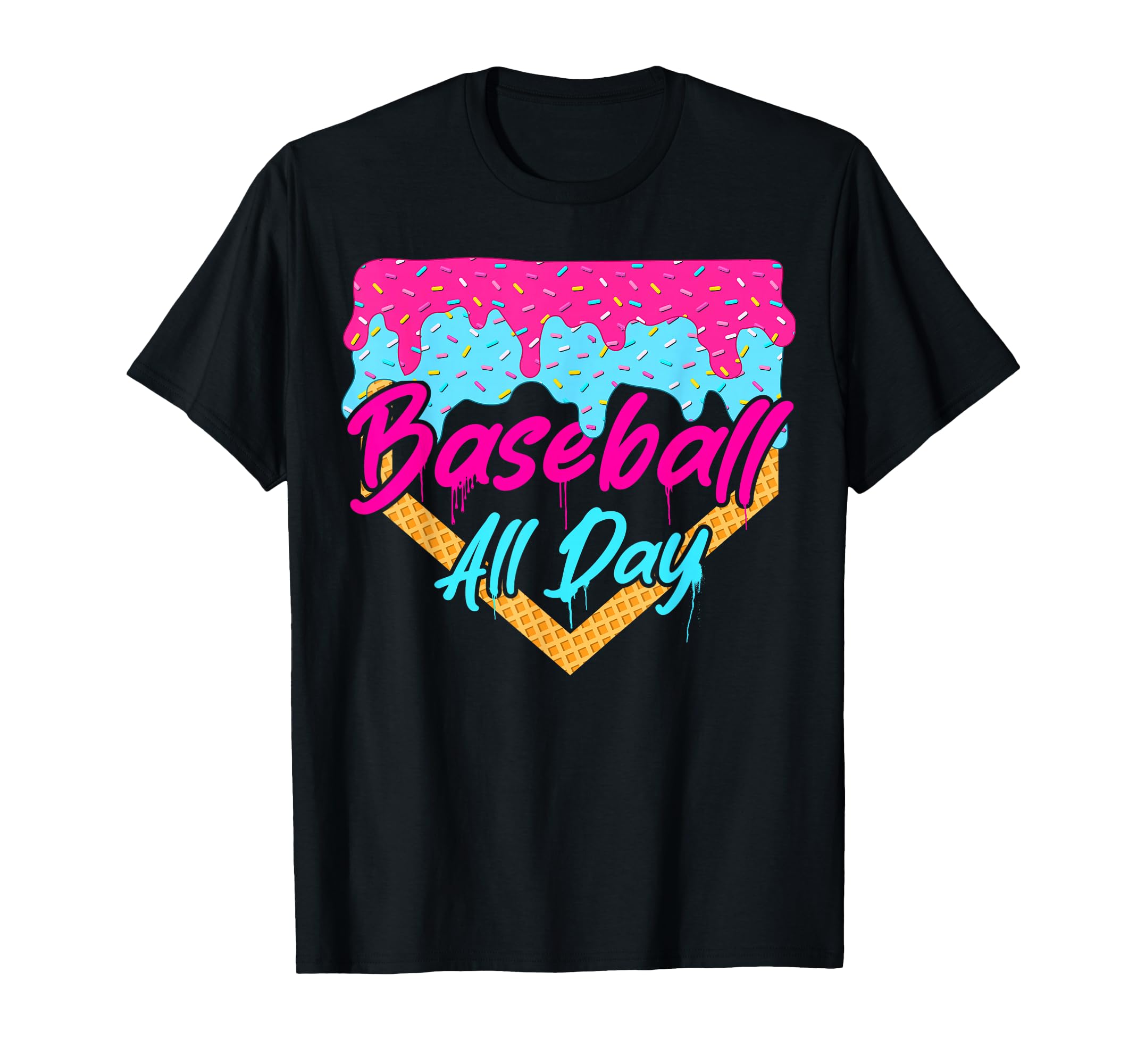 Baseball Drip Ice Cream Drip Sport T-Shirt - Fun Novelty Design for Adults - T-Shirt, Sweatshirt, Hoodie