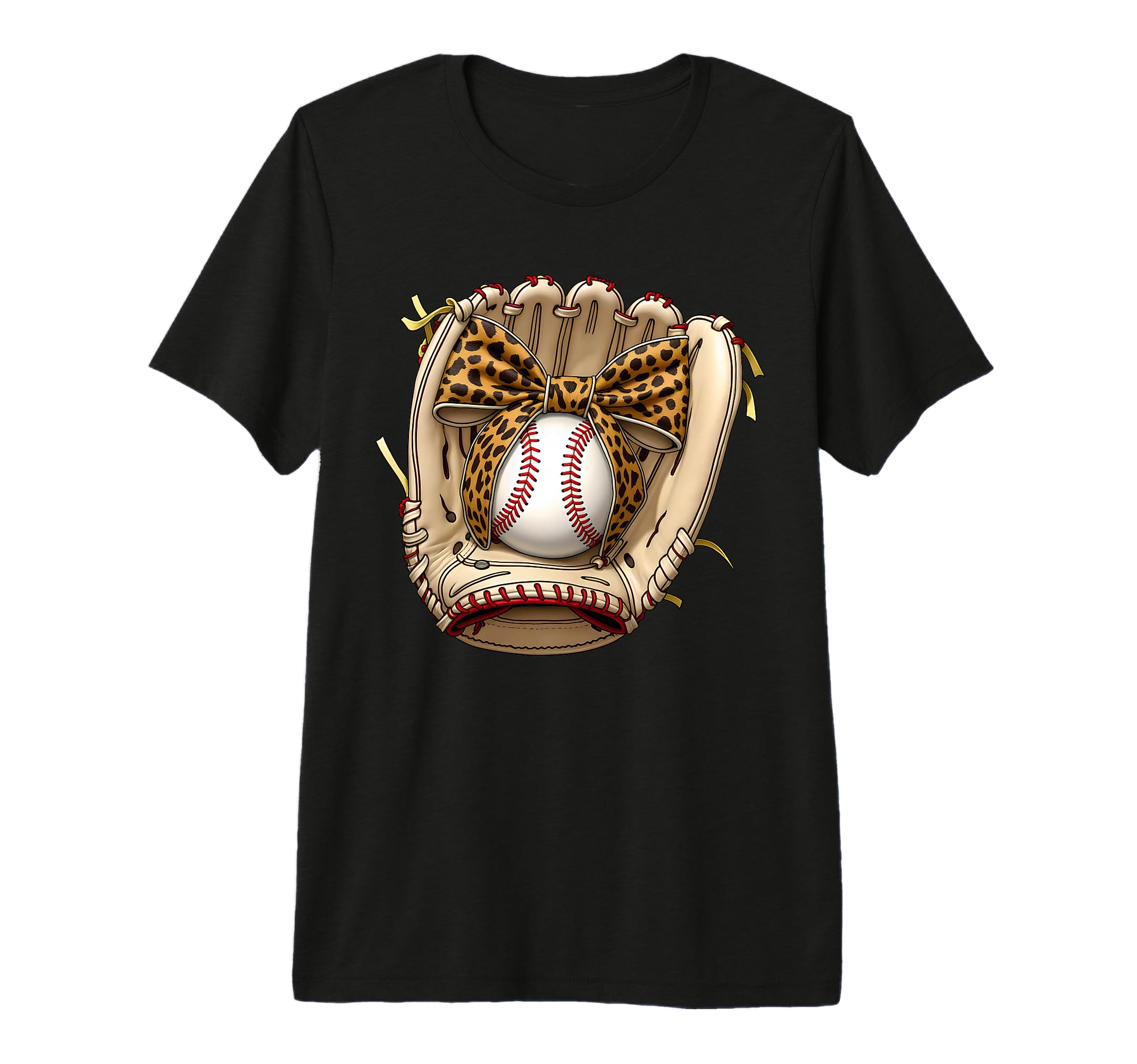 Baseball Glove Coquette Bow Leopard Mom T-Shirt - Novelty Apparel Unisex - T-Shirt, Sweatshirt, Hoodie