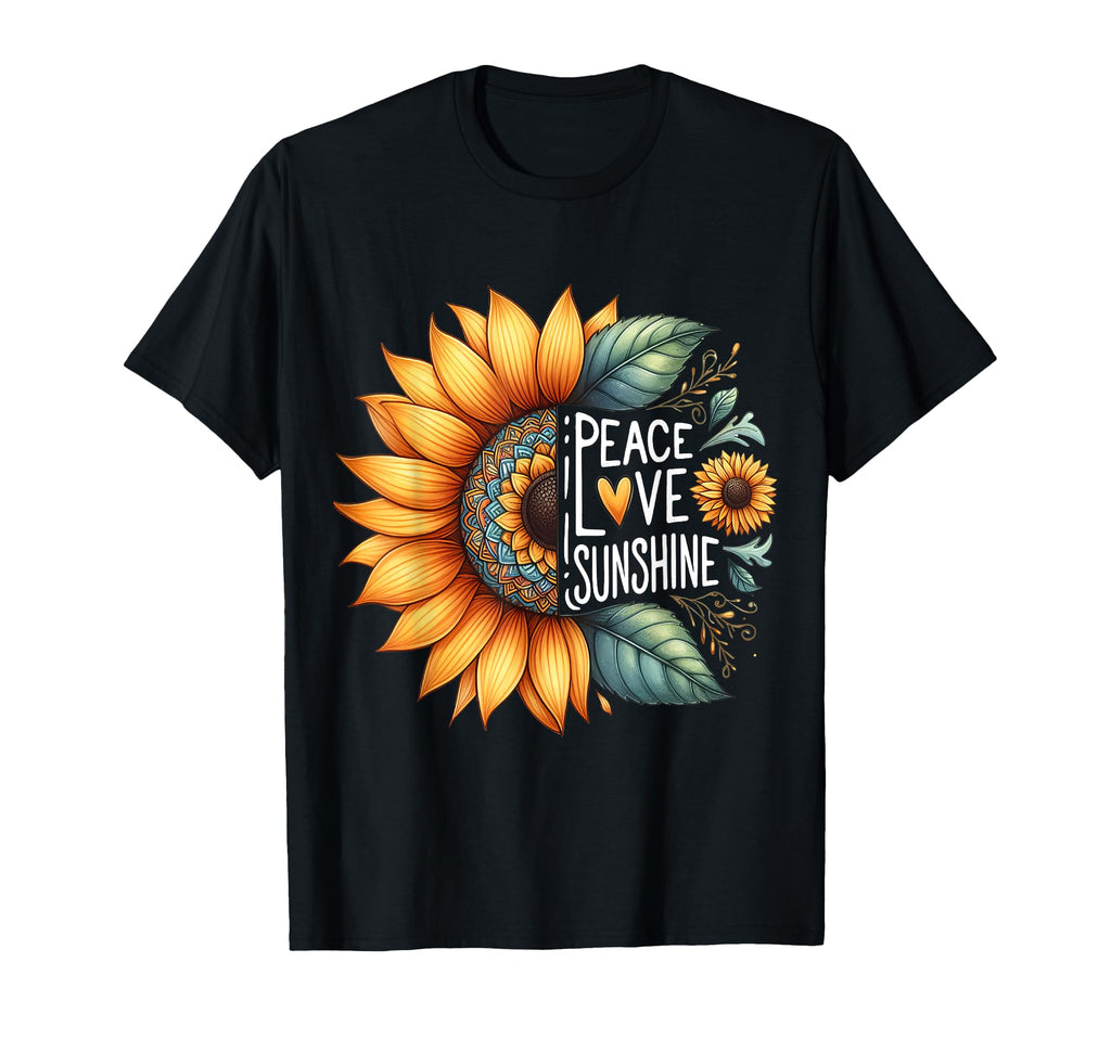 Peace Love Sunshine T-Shirt - Custom Art Print Men Women - T-Shirt, Sweatshirt, Hoodie