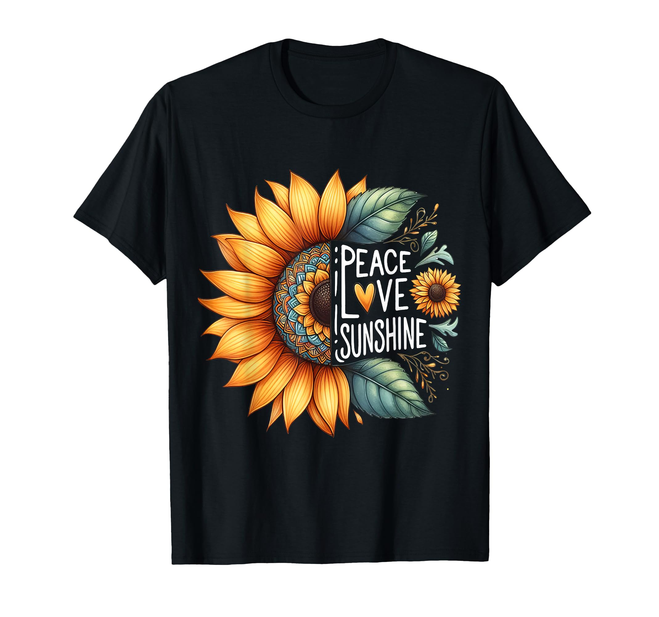 Peace Love Sunshine T-Shirt - Custom Art Print Men Women - T-Shirt, Sweatshirt, Hoodie