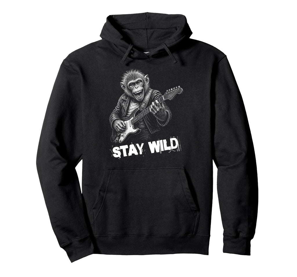 Stay Loud Monkey Guitar Funny Animal Hoodie - Aesthetic Graphic for Adults - T-Shirt, Sweatshirt, Hoodie