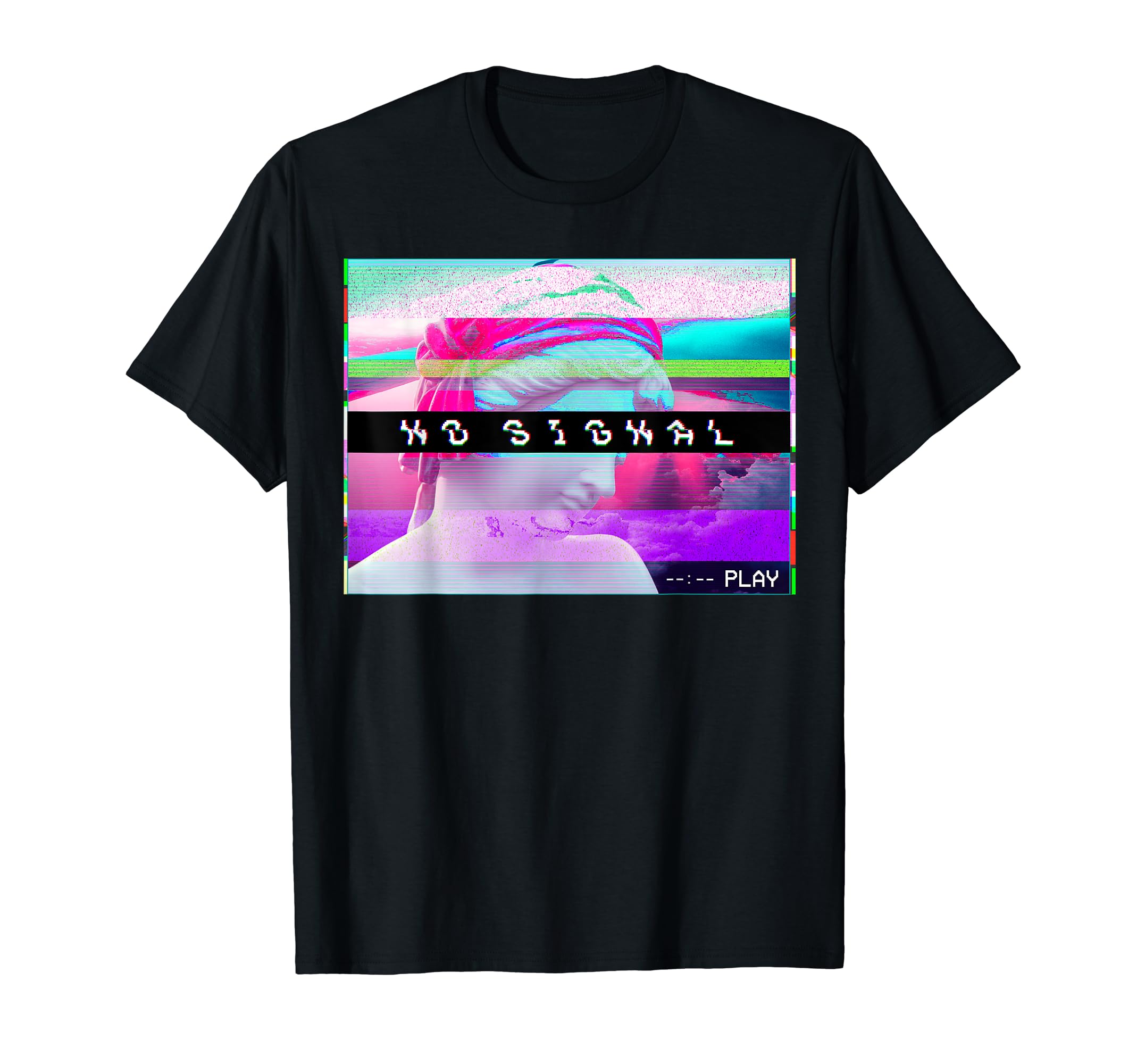 Vaporwave No Signal Synthwave Glitch T-Shirt - Custom Art Print for Adults - T-Shirt, Sweatshirt, Hoodie