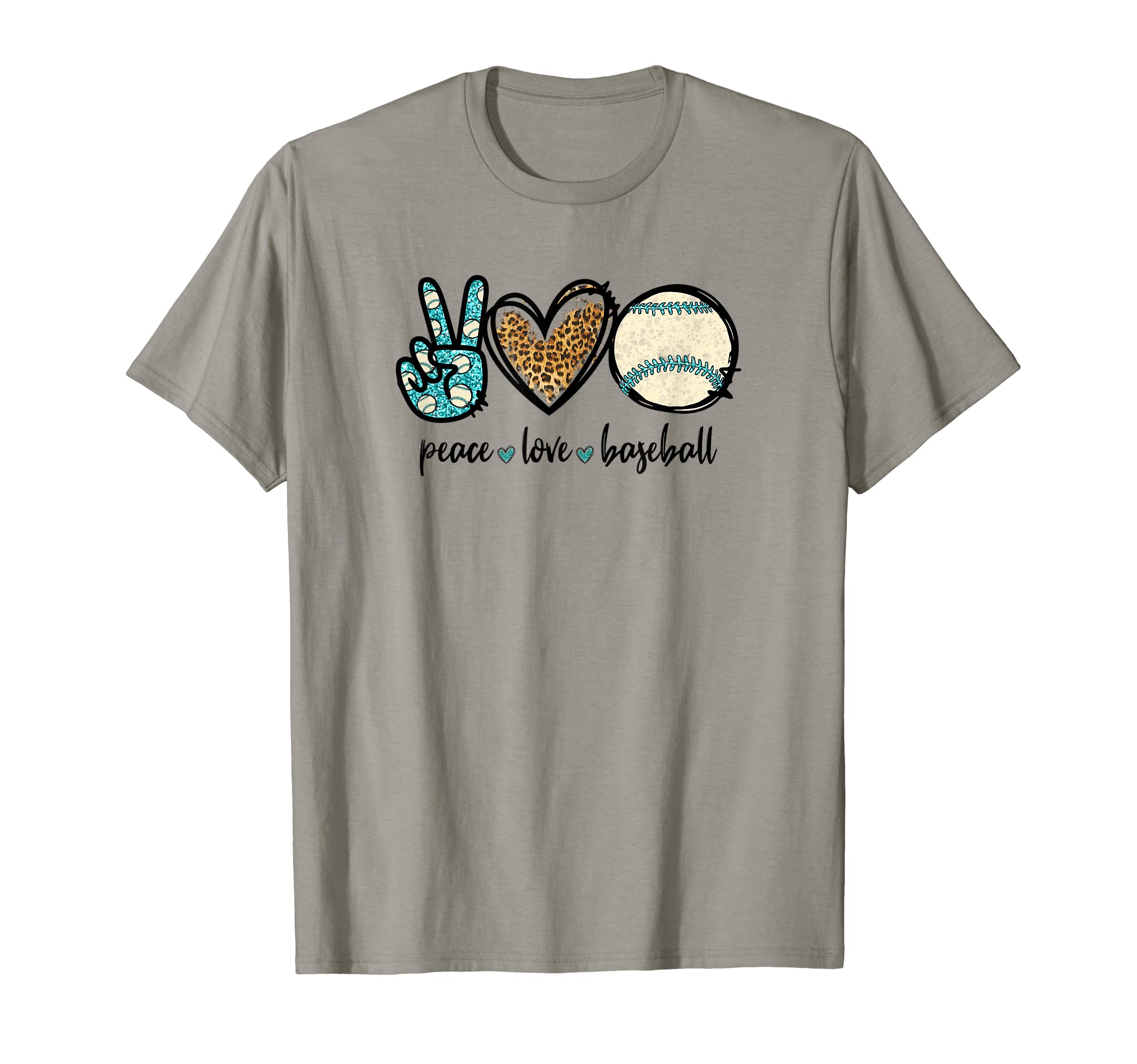 Baseball Lover Leopard Peace Love T-Shirt - Aesthetic Graphic Unisex - T-Shirt, Sweatshirt, Hoodie