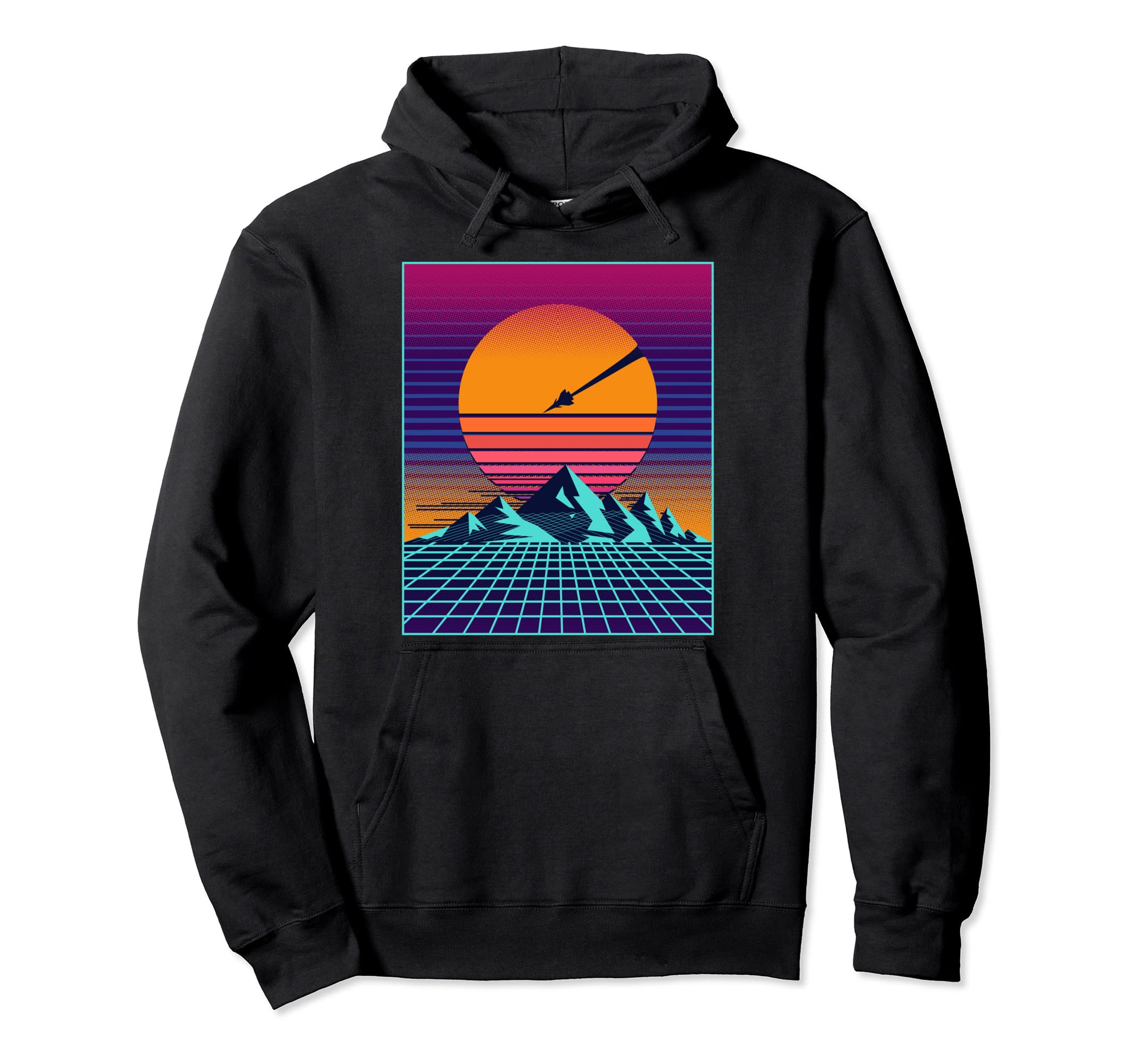 80S Aesthetic Vaporwave Outrun Sun Hoodie - Aesthetic Graphic Men Women - T-Shirt, Sweatshirt, Hoodie
