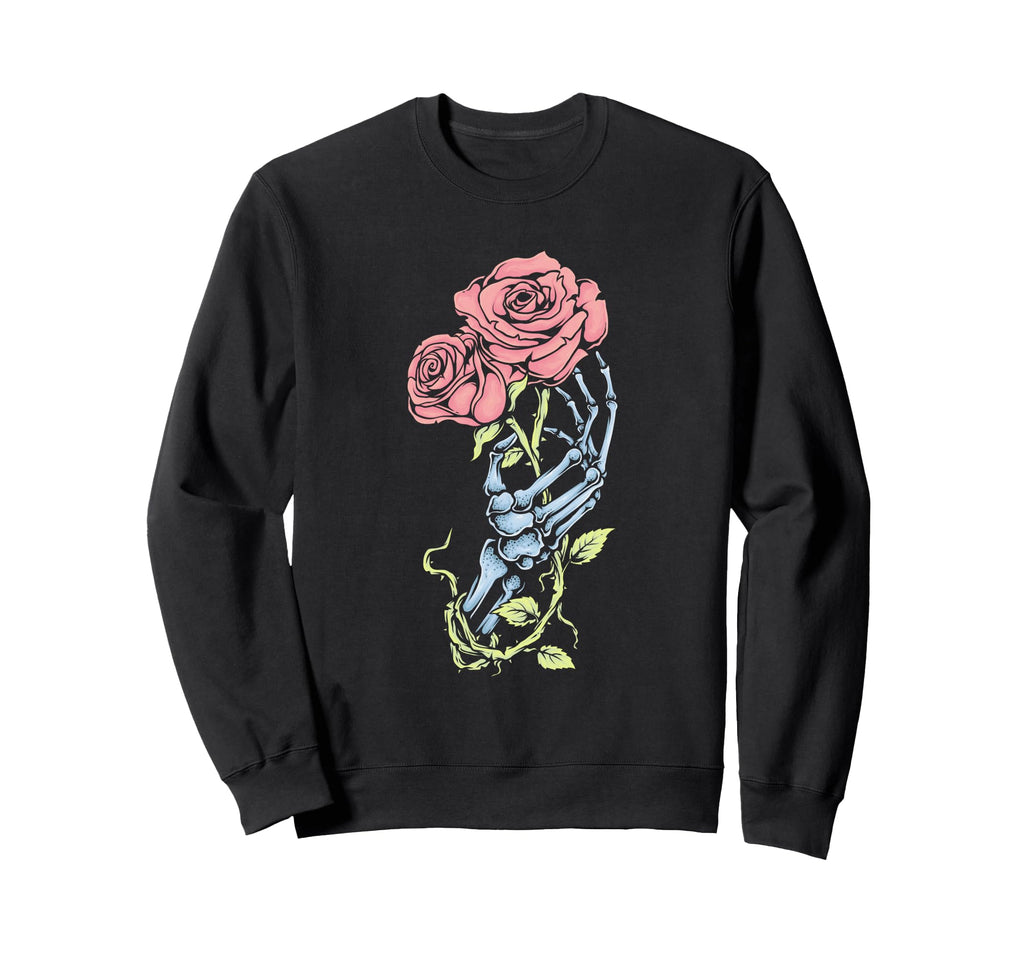 Skeleton Hand Rose Pastel Goth Dark Sweatshirt - Custom Art Print Unisex - T-Shirt, Sweatshirt, Hoodie